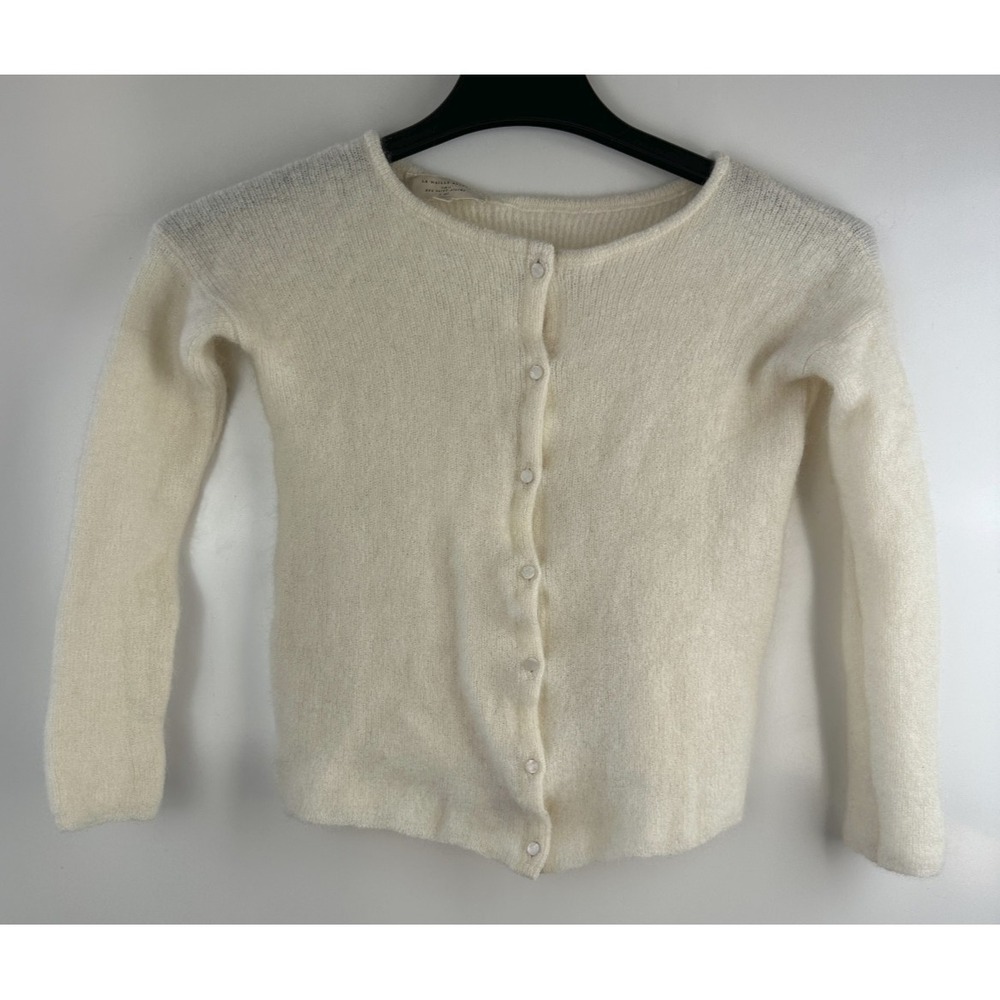 Sezane Gaspard Super Kid Mohair Baby Alpaca Ecru Cardigan Sweater XXS Luxury - Picture 2 of 14